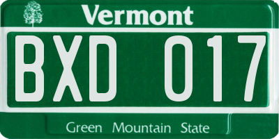 VT license plate BXD017
