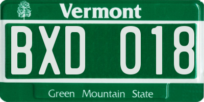 VT license plate BXD018