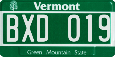 VT license plate BXD019