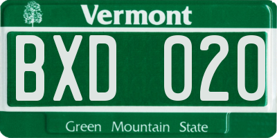VT license plate BXD020