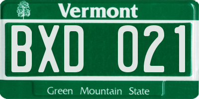VT license plate BXD021