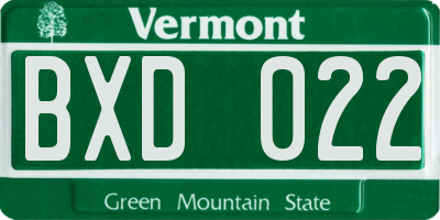 VT license plate BXD022