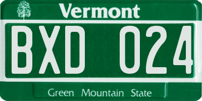 VT license plate BXD024