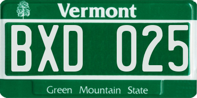 VT license plate BXD025