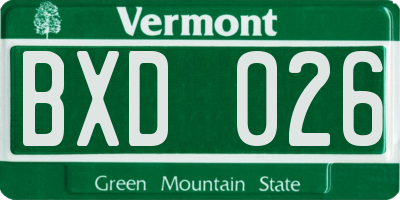 VT license plate BXD026