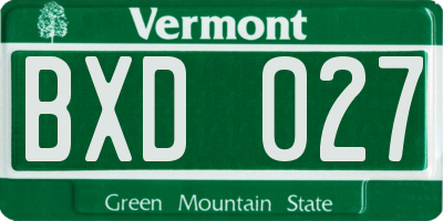 VT license plate BXD027