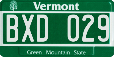 VT license plate BXD029