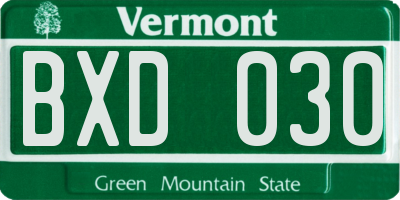 VT license plate BXD030