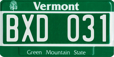 VT license plate BXD031