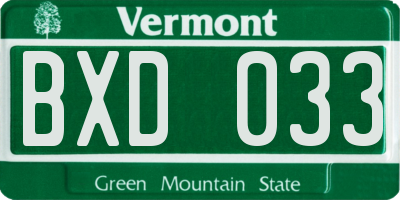 VT license plate BXD033