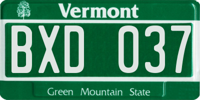 VT license plate BXD037