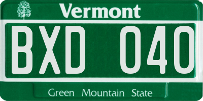 VT license plate BXD040