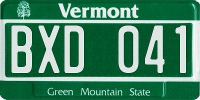 VT license plate BXD041