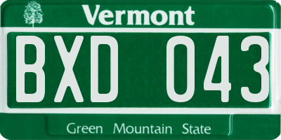 VT license plate BXD043