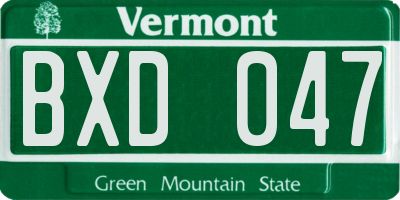 VT license plate BXD047