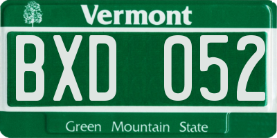VT license plate BXD052