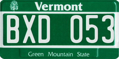 VT license plate BXD053