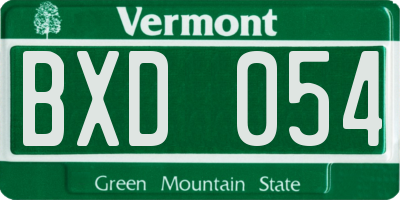 VT license plate BXD054
