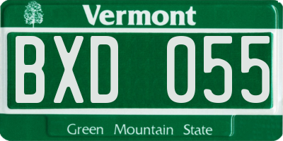 VT license plate BXD055