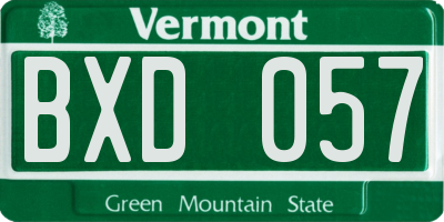 VT license plate BXD057