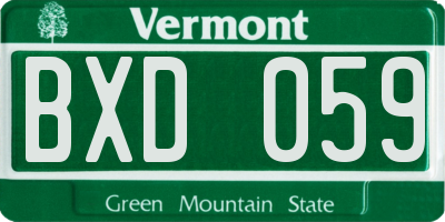 VT license plate BXD059