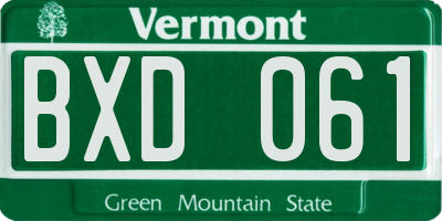VT license plate BXD061