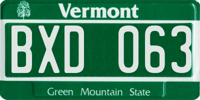 VT license plate BXD063
