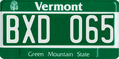 VT license plate BXD065