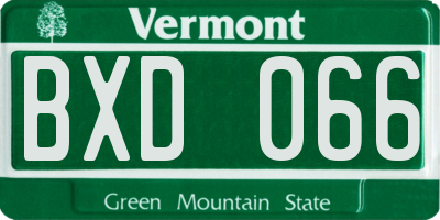 VT license plate BXD066
