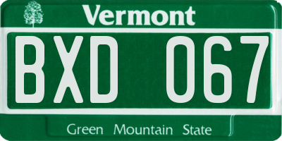 VT license plate BXD067