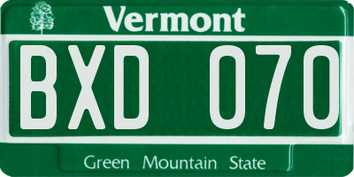 VT license plate BXD070