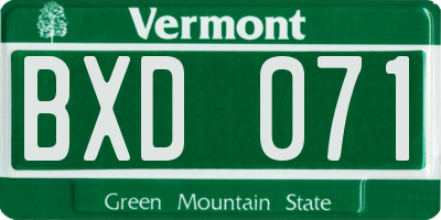 VT license plate BXD071