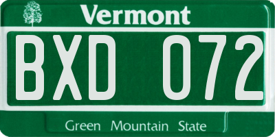 VT license plate BXD072