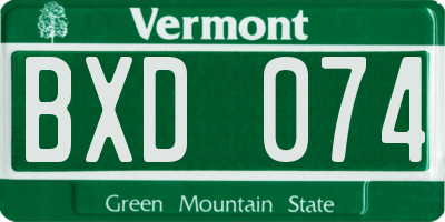 VT license plate BXD074