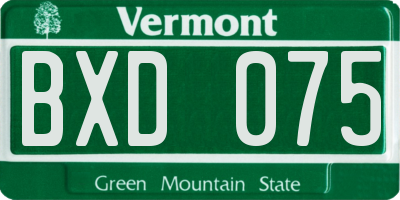 VT license plate BXD075