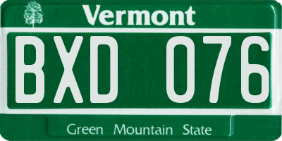 VT license plate BXD076