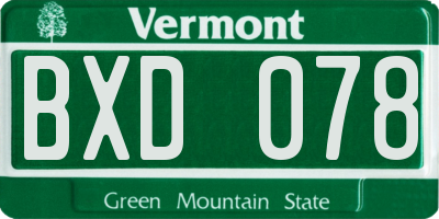 VT license plate BXD078