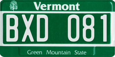 VT license plate BXD081