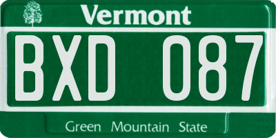 VT license plate BXD087