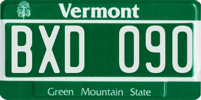 VT license plate BXD090