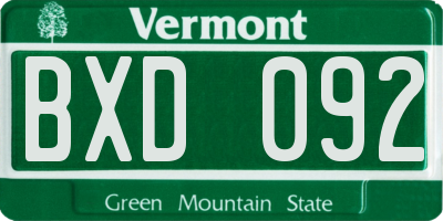 VT license plate BXD092