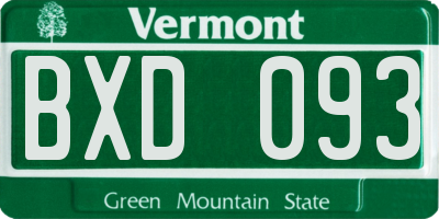 VT license plate BXD093
