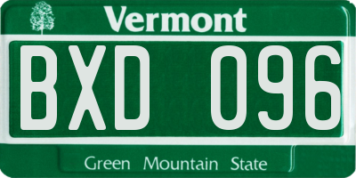 VT license plate BXD096