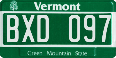 VT license plate BXD097