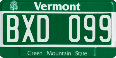 VT license plate BXD099