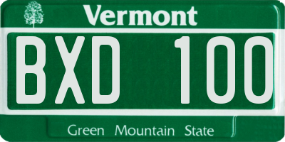 VT license plate BXD100