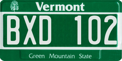 VT license plate BXD102