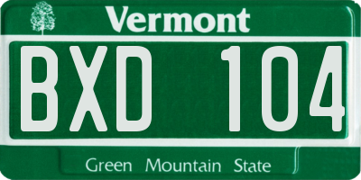VT license plate BXD104