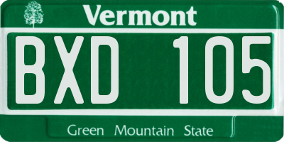 VT license plate BXD105