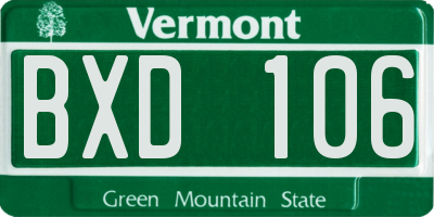 VT license plate BXD106